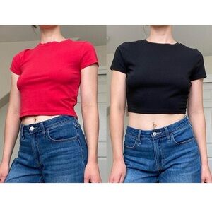 Two casual crop tops